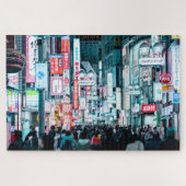 Die farbenfrohe Stadt Tokio Japan am Nachtplakat Puzzle (Horizontal)