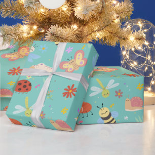 Die farbenfrohe süße Bugs Kindergeburtstag Geschenkpapier