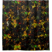 Die farbenfrohen Flecken sind mit schwarzem Blitz Duschvorhang (Vorderseite)