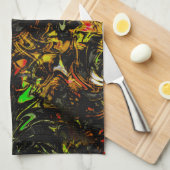 Die farbenfrohen Flecken sind mit schwarzem Blitz Geschirrtuch (Viertel Falte)