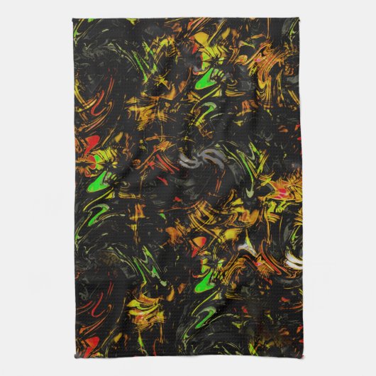 Die farbenfrohen Flecken sind mit schwarzem Blitz Geschirrtuch (Vertikal)