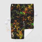 Die farbenfrohen Flecken sind mit schwarzem Blitz  Golfhandtuch (Insitu)