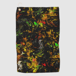 Die farbenfrohen Flecken sind mit schwarzem Blitz  Golfhandtuch