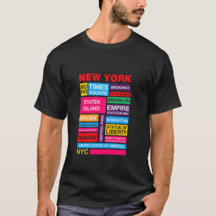 Die farbenfrohen New Yorker Sehenswürdigkeiten, da T-Shirt