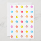 Die farbenfrohen Punkte der Kinderdusche Einladung (Rückseite)