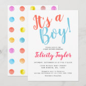 Die farbenfrohen Punkte der Kinderdusche Einladung (Vorne/Hinten)