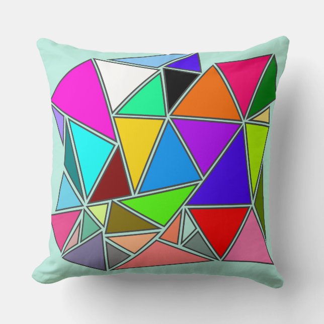 Die Farbpalette der Dreiecke im Hintergrund Kissen (Vorderseite)