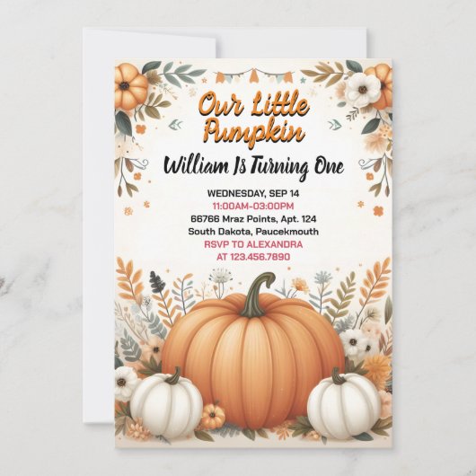 Die Farm kids unser kleiner Kürbis, der einen umdr Einladung (Vorderseite)