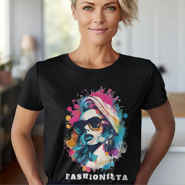 Die Fashionista Stilvolles Porträt Powerfrau T-Shirt