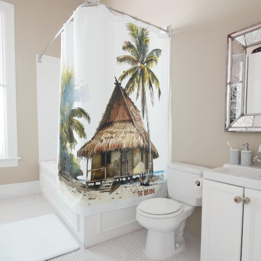 Die faszinierende Aussicht auf das Beach House Duschvorhang (Beispiel)