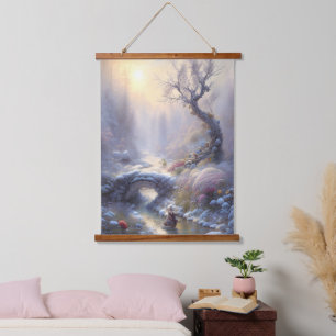Die faszinierende Winterwelt Wunderland Landschaft Wandteppich Mit Holzrahmen