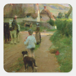 Die Faulenzer, 1888 (Öl auf Leinwand) Quadratischer Aufkleber