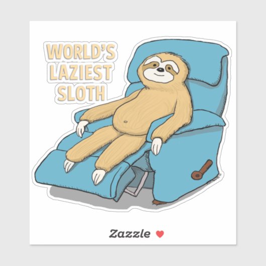 Die faulste Sloth der Funny World in Recliner Aufkleber (Blatt)