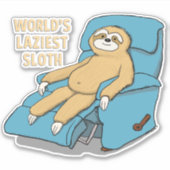 Die faulste Sloth der Funny World in Recliner Aufkleber (Vorderseite)