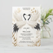 Die Feather Rustic Asian Sky Cloud Crane Hochzeit Einladung (Stehend Vorderseite)