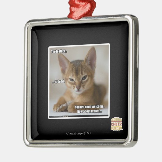 Die Feder ist tot. Silbernes Ornament (Links)