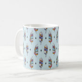 Die Federhand zeichnete Vintage Muster. Nahtloses Kaffeetasse (Vorderseite Links)