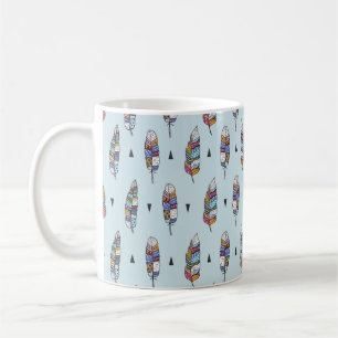 Die Federhand zeichnete Vintage Muster. Nahtloses Kaffeetasse