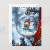 Die Fee im Weihnachtsbaum Feiertagspostkarte (Vorne/Hinten)
