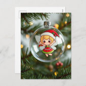 Die Fee im Weihnachtsbaum Feiertagspostkarte (Vorne/Hinten)