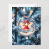 Die Fee im Weihnachtsbaum Feiertagspostkarte (Vorne/Hinten)