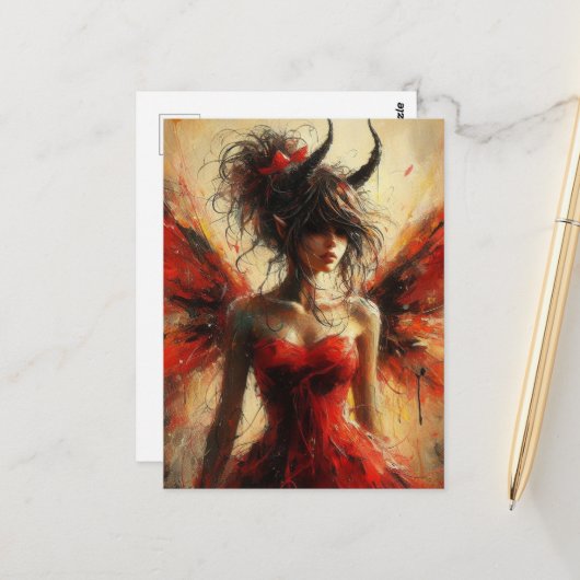 Die Fee mit Hörnern auf dem Kopf Postkarte (Vorderseite/Rückseite Beispiel)