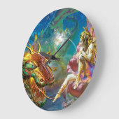 Die Fee u. der Drache Große Wanduhr (Winkel)