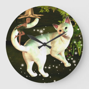Die Fee und die Katzenuhr Große Wanduhr