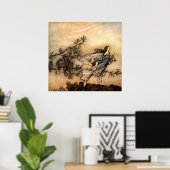 Die Feen haben ihre Zelte mit den Vögeln Poster (Heimbüro)