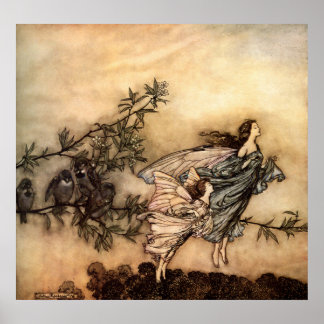 Die Feen haben ihre Zelte mit den Vögeln Poster