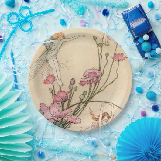 Die Feen springend auf Blumen Pappteller (Party)