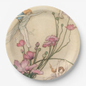 Die Feen springend auf Blumen Pappteller (Vorderseite)