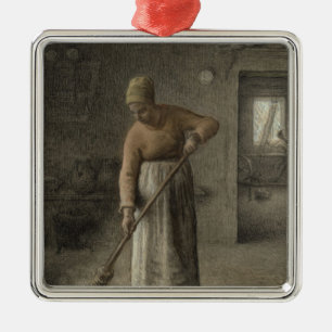 Die fegende Ehefrau eines Bauern, 1867 Silbernes Ornament