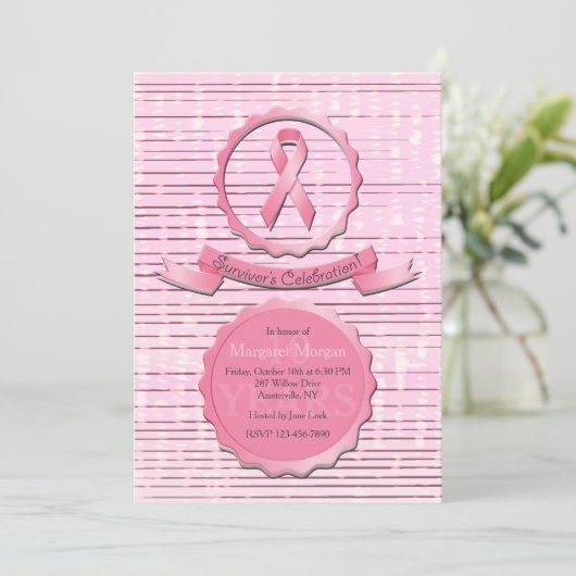 Die Feier des Brustkrebs-Überlebenden Einladung (Stehend Vorderseite)