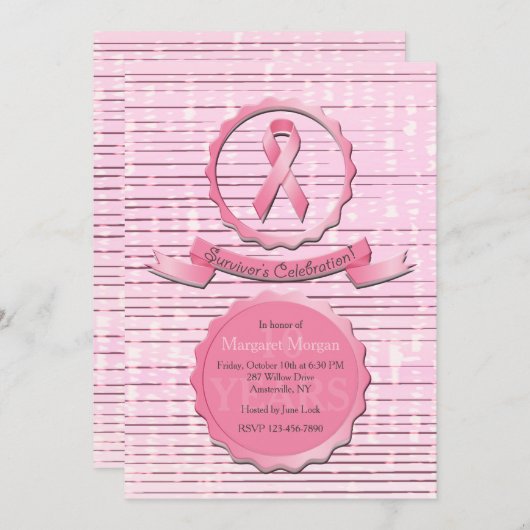 Die Feier des Brustkrebs-Überlebenden Einladung (Vorne/Hinten)