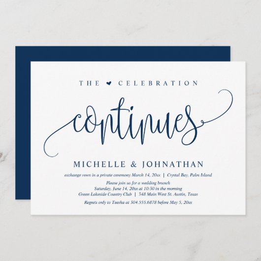 Die Feier geht weiter, das Party der Hochzeit Einladung (Vorne/Hinten)