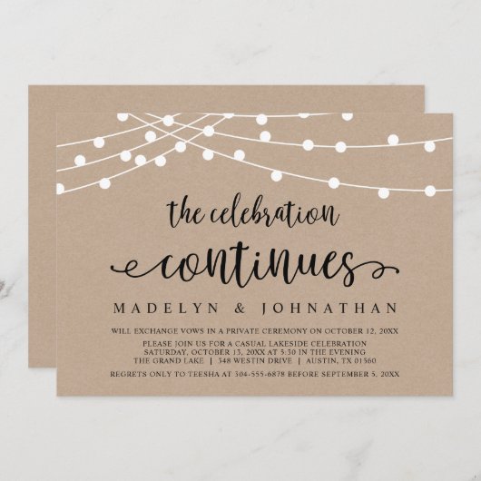 Die Feier geht weiter: Hochzeitsfeier-Party Einladung (Vorne/Hinten)