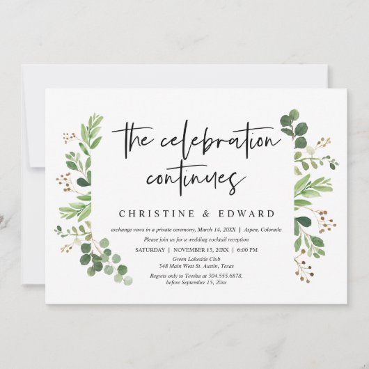 Die Feier geht weiter: Hochzeitsfeier-Party Einladung (Vorderseite)