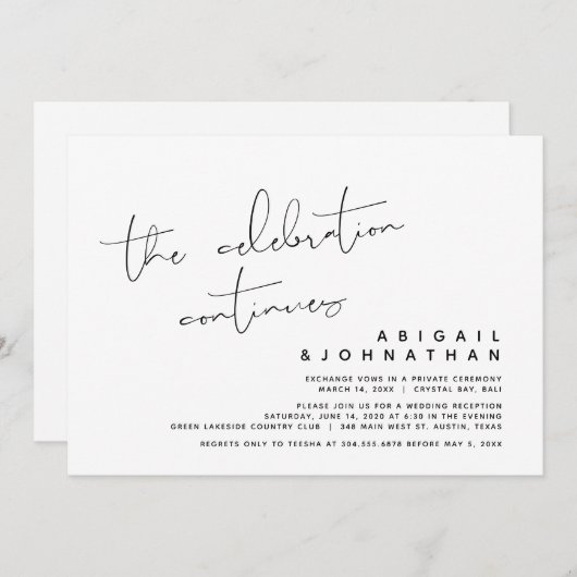 Die Feier geht weiter, Hochzeitstag Einladung (Vorne/Hinten)