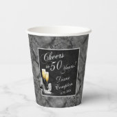 Die Feier zu 50 Jahren Silber und Schwarz Geburtst Pappbecher (Rückseite)