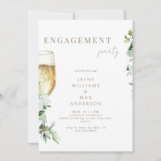 Die Feier zur US Champagne Toast Engagement Party Einladung (Vorderseite)