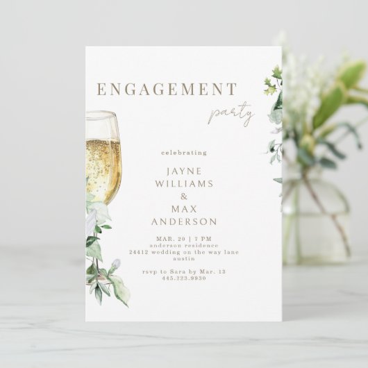 Die Feier zur US Champagne Toast Engagement Party Einladung (Stehend Vorderseite)