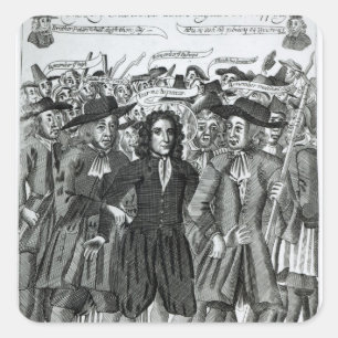 Die Festnahme des Richters Jeffreys 1689 Quadratischer Aufkleber