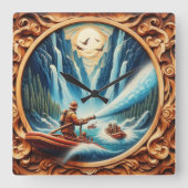 Die Feuerwehrleute verfrachteten sich auf ihr Boot Quadratische Wanduhr (Vorderseite)