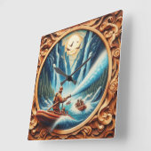 Die Feuerwehrleute verfrachteten sich auf ihr Boot Quadratische Wanduhr (Winkel)