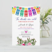 Die Fiesta der blühenden Kaktus-Verlobung Einladung (Stehend Vorderseite)