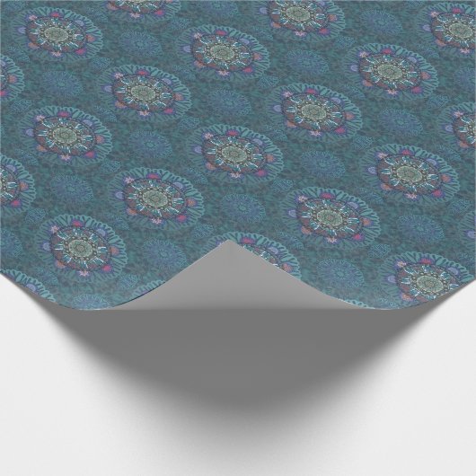 Die Filterluftwaffe Blue Manipur Mandala Geschenkpapier (Ecke)