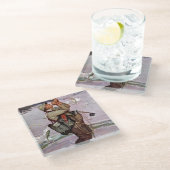 Die Fische springen Glasuntersetzer (Schrägansicht)