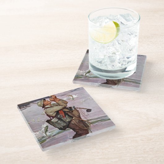 Die Fische springen Glasuntersetzer (Schrägansicht)