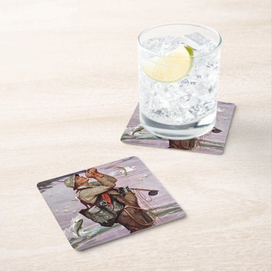 Die Fische springen Rechteckiger Pappuntersetzer (Vor Ort)